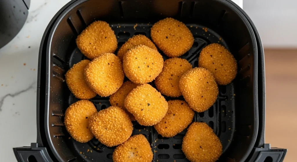 crispy chicken nuggets in air fryer basket