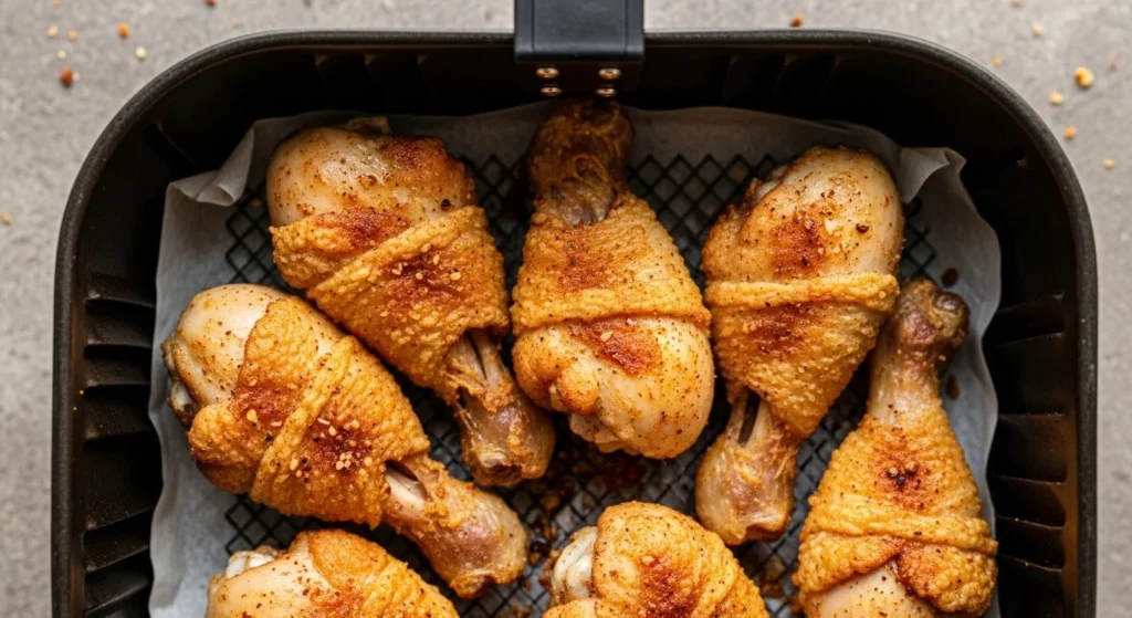 chicken drumsticks cooked in air fryer basket