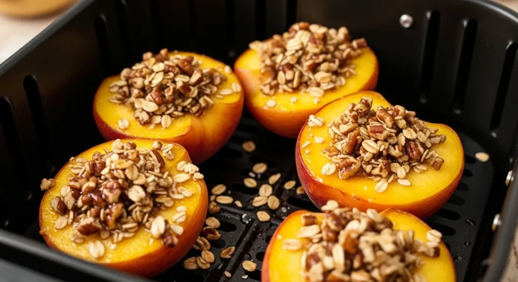 Small air fryer fruit hand pies with golden flaky crust and sweet filling.