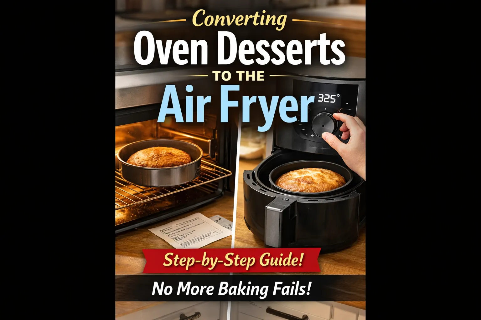 A banner with text of Converting Oven Desserts to the Air Fryer.