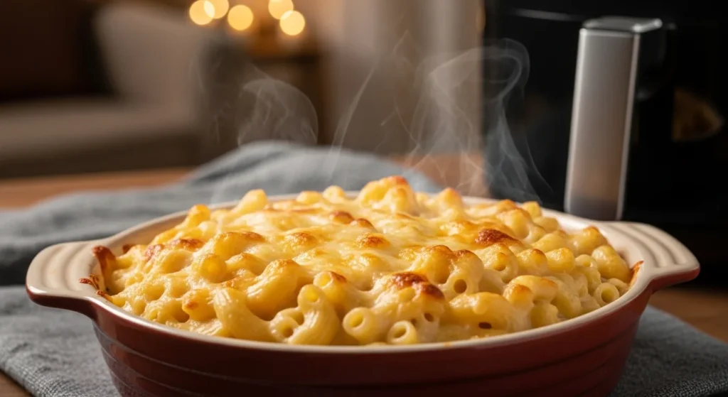 Mac and Cheese placed in a plate