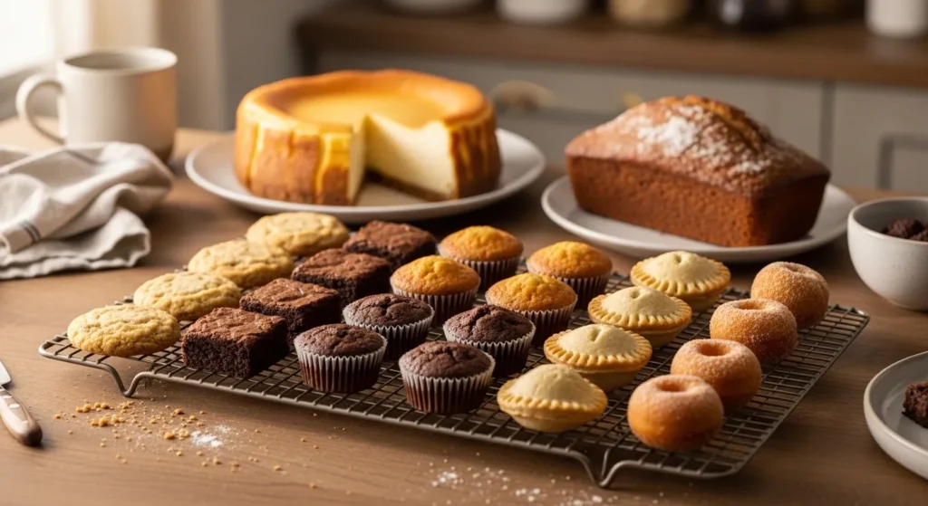 Small air fryer-friendly desserts compared with larger cakes that require adjustments.