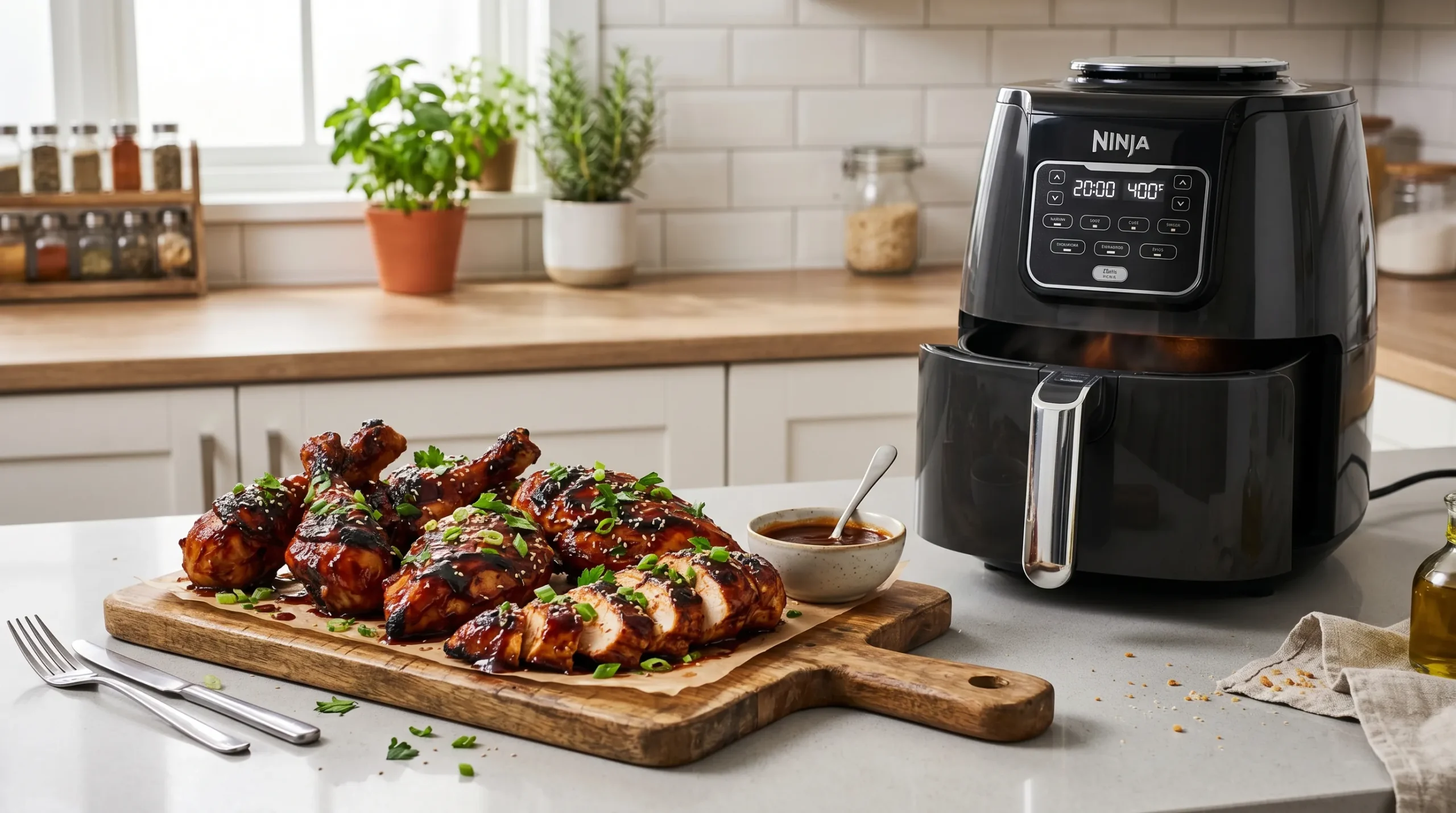 Air Fryer BBQ Chicken Recipe (Crispy, Juicy, Sticky Sauce)