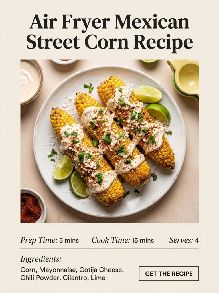 A final ready Air Fryer Mexican Street Corn Recipe.
