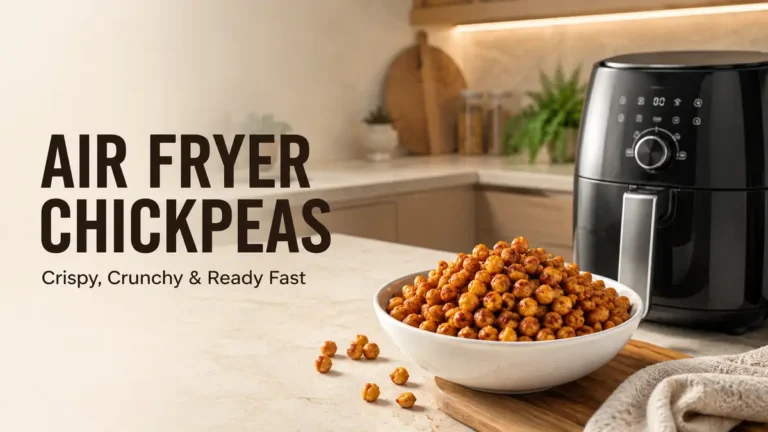 Bowl of crispy air fryer chickpeas on a kitchen counter