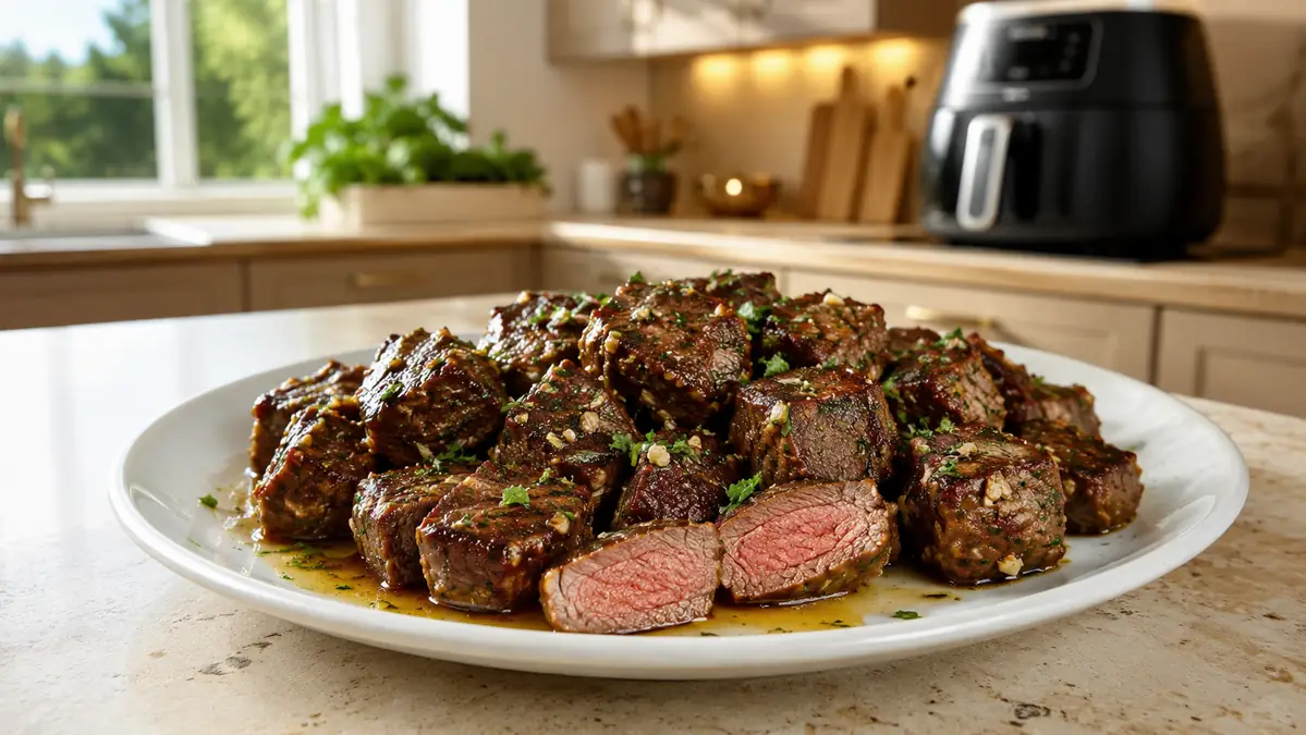 Air Fryer Steak Bites with Garlic Butter