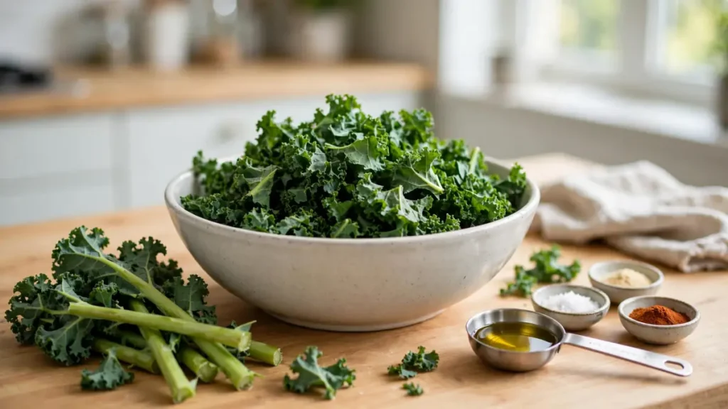kale chips prep
