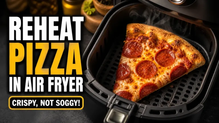 A banner image for reheat pizza in air fryer.