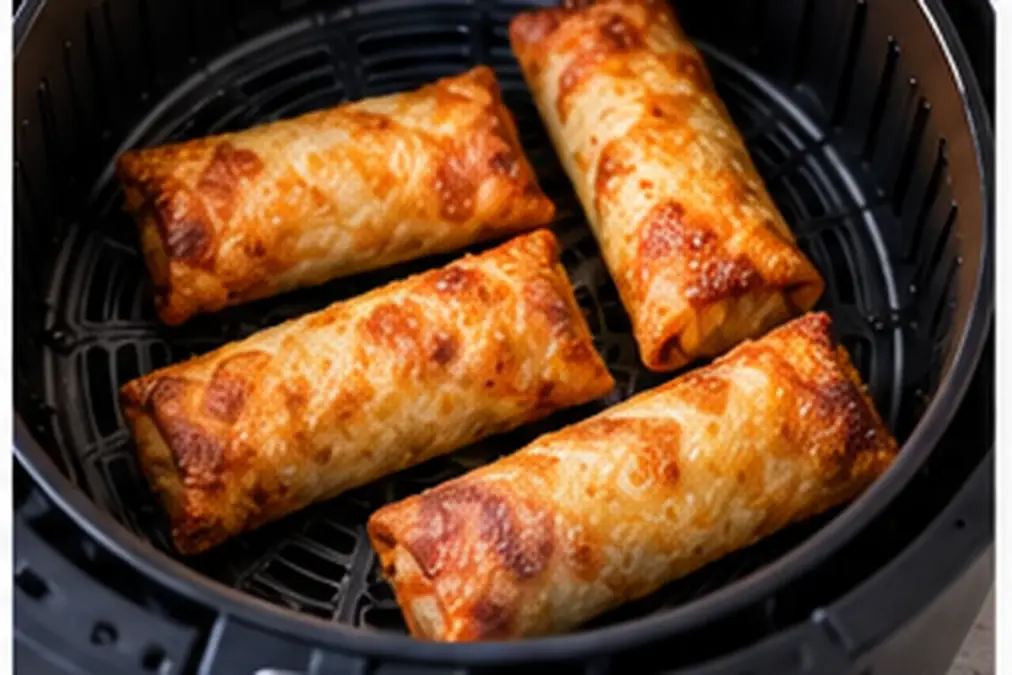 Frozen Egg Rolls in Air Fryer: Crispy in 10–12 Minutes 7 Golden crispy egg rolls cooked in an air fryer.