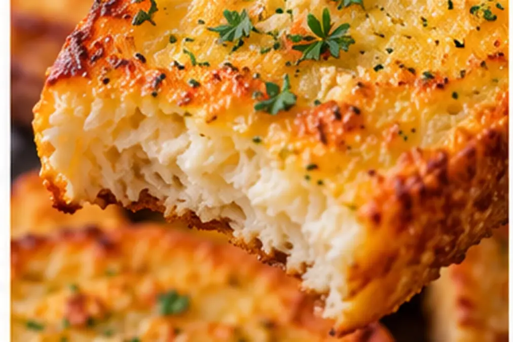 Close-up of crispy air fryer Texas toast with a soft center.