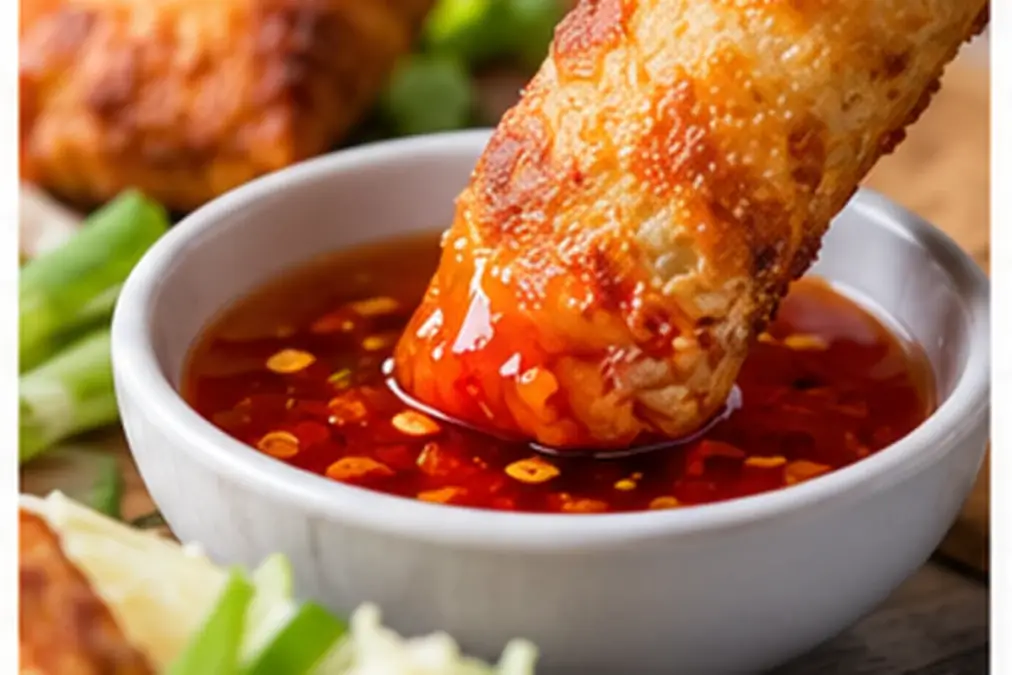 Frozen Egg Rolls in Air Fryer: Crispy in 10–12 Minutes 10 Crispy air fryer egg roll served with dipping sauce.