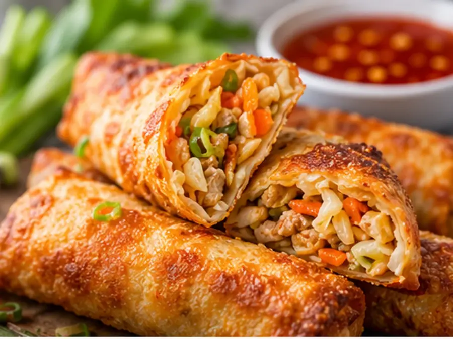 Frozen Egg Rolls in Air Fryer: Crispy in 10–12 Minutes 3 Air fryer frozen egg rolls with a crisp golden wrapper.