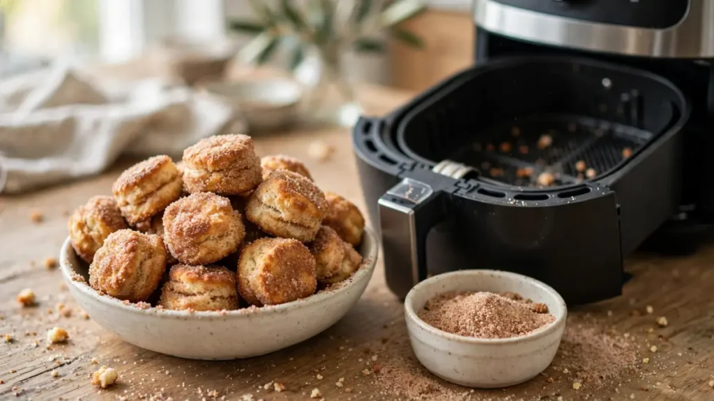 air fryer cinnamon sugar biscuit bites