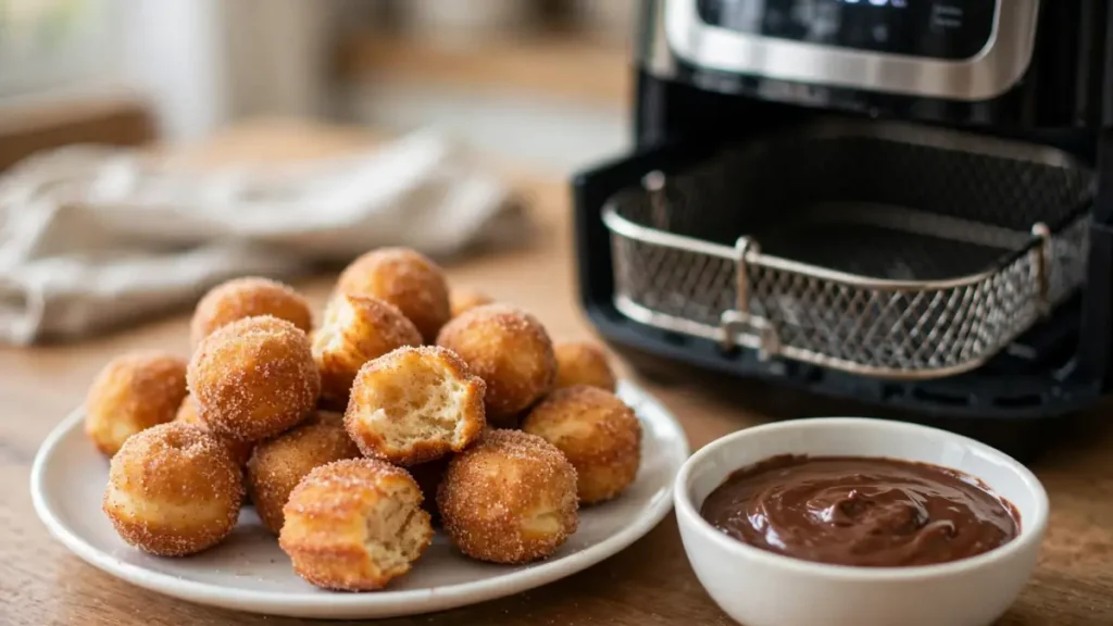 air fryer mini churro doughnut bites