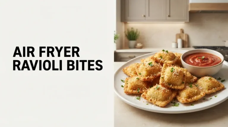 Crispy air fryer ravioli bites served with marinara sauce.