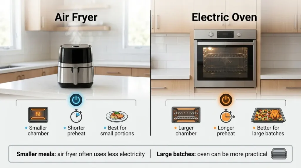 Comparison of air fryer and electric oven features