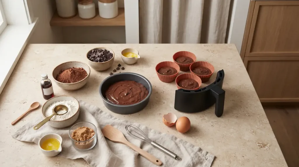 Various baking ingredients arranged on a countertop
