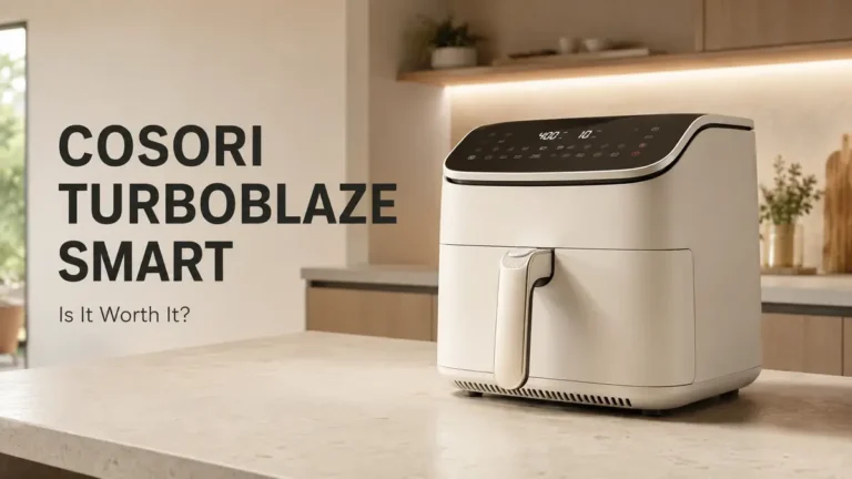 COSORI TurboBlaze 6.0 Quart Smart Air Fryer Review 11 Cosori Turboblaze Smart air fryer on kitchen countertop