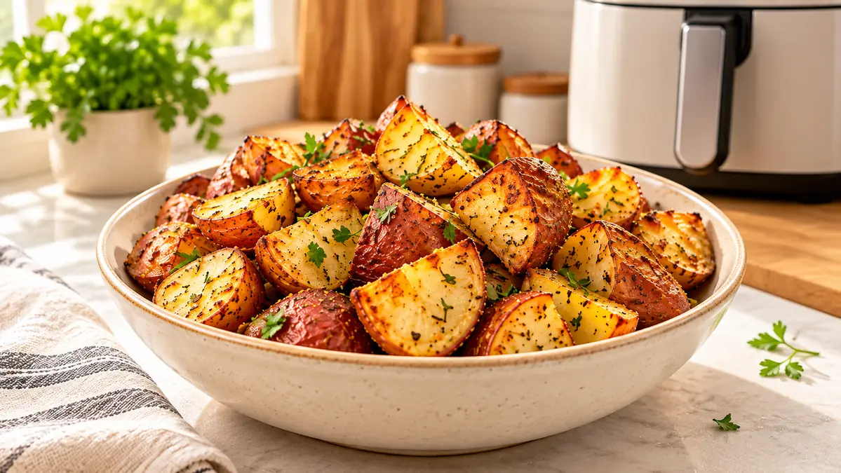 Crispy air fryer breakfast potatoes for two