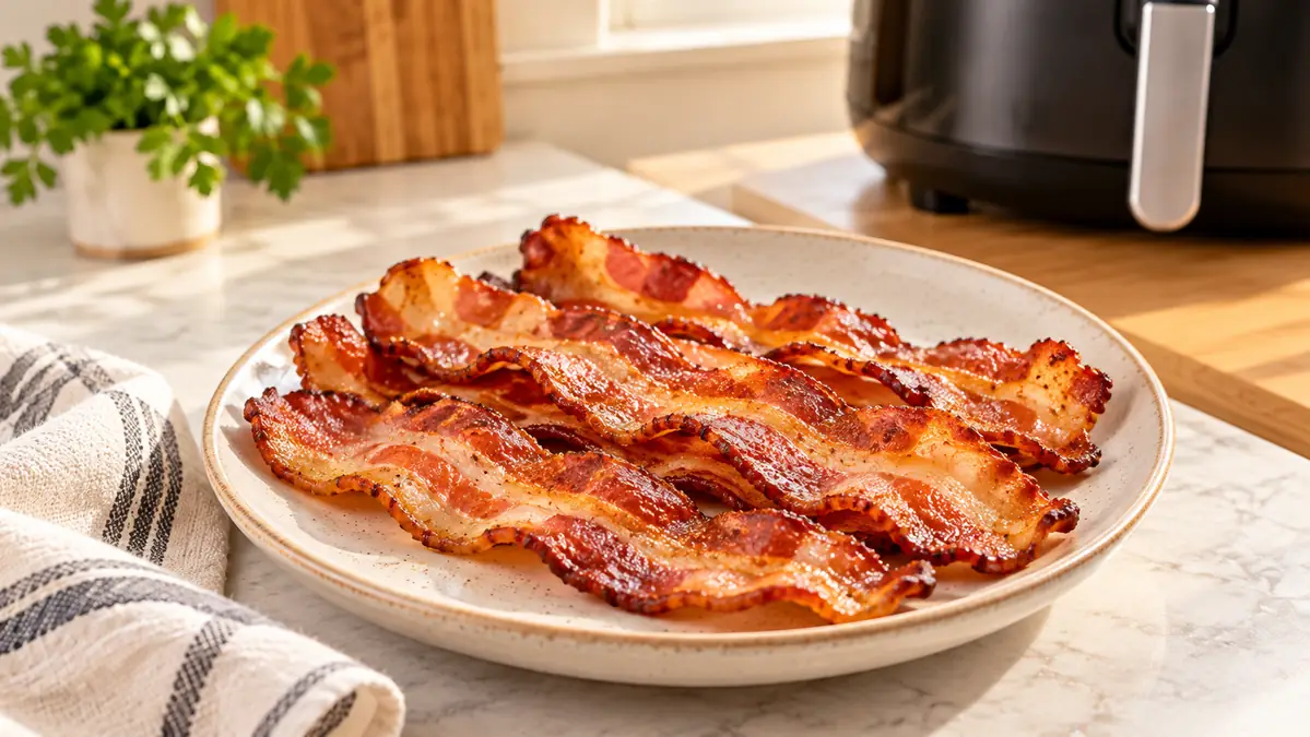 Crispy air fryer bacon strips for two