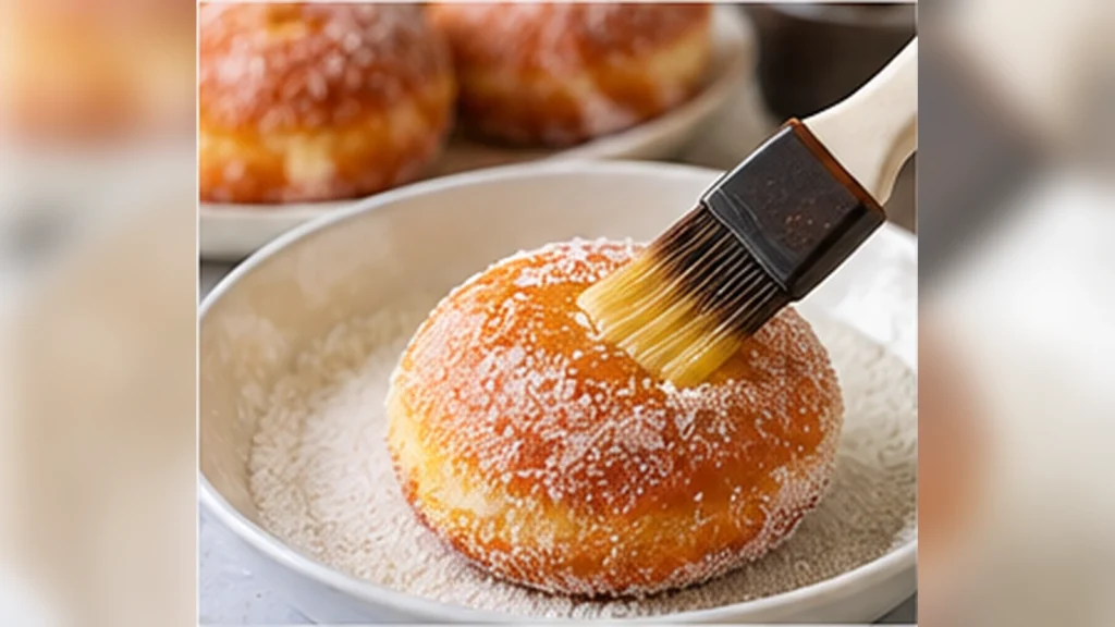 Air Fryer Bomboloni Recipe: Soft, Fluffy Italian Donuts 9 Fresh air fryer bomboloni brushed with melted butter and coated in granulated sugar