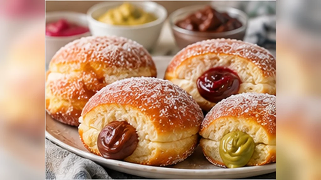 Air Fryer Bomboloni Recipe: Soft, Fluffy Italian Donuts 13 Finished sugar-coated air fryer bomboloni with creamy and fruit fillings