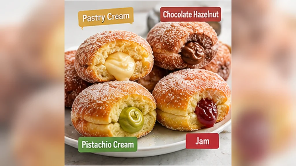 Air Fryer Bomboloni Recipe: Soft, Fluffy Italian Donuts 11 Air fryer bomboloni filled with pastry cream, chocolate-hazelnut spread, pistachio cream and jam