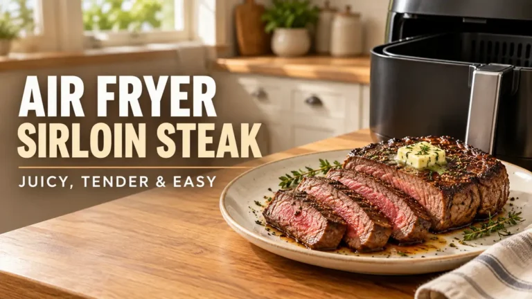 Air Fryer Sirloin Steak: Juicy, Tender & Easy 7 Cooked sirloin steak served with butter on a plate