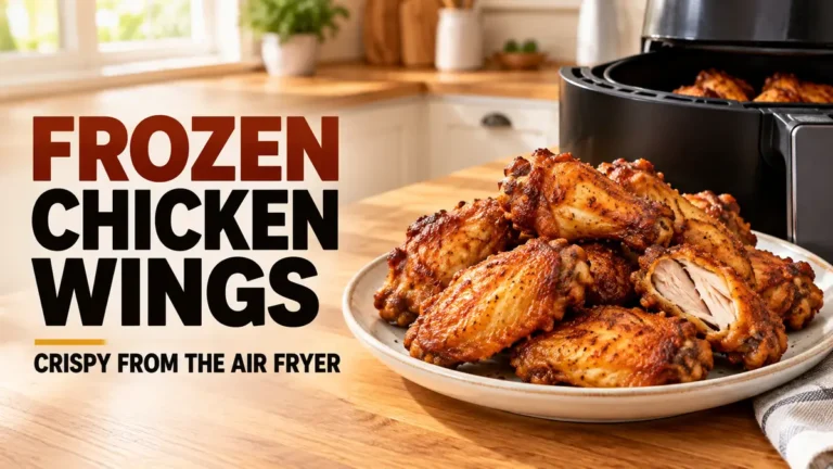 Plate of crispy chicken wings cooked in an air fryer.